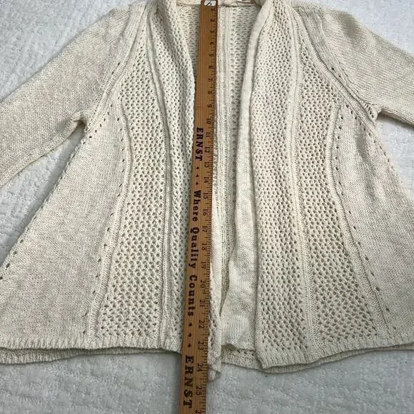 Anthropologie Moth knit cream cotton blend open front cardigan M - Picture 5 of 8